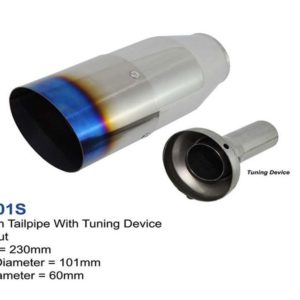 Universal Titanium Exhaust Tip Round Burnt Slant D101 L230 IN60 with Silencer