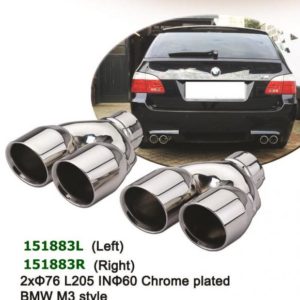 universal Stainless Steel Chrome Plated Exhaust Tips Dual 2x76 L205 IN57
