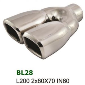 Universal Stainless Steel Exhaust Tip Square Dual 2x80x70 L230 IN58
