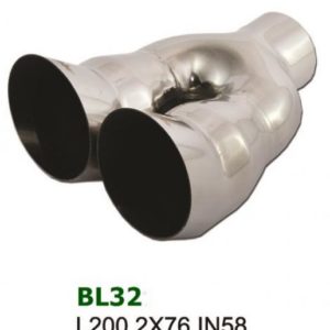 Universal Stainless Steel Exhaust Tip Round Dual DTM 2x76 L200 IN58
