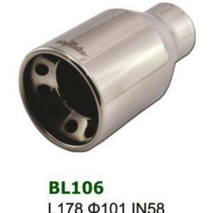 Universal Stainless Steel Exhaust Tip Round with Inner Holes 101mm L178 IN58