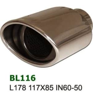 Universal Stainless Steel Exhaust Tip Oval Slant Full 117x85 L178 IN58