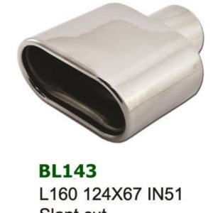 Universal Stainless Steel Exhaust Tip Oval Slant 124x67 L160 IN51