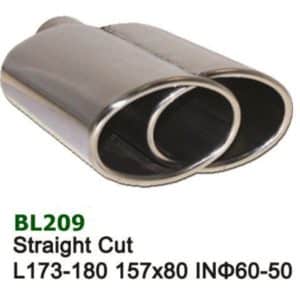 Universal Stainless Steel Exhaust Tip Dual Oval 157x80 L173-180 IN60-50