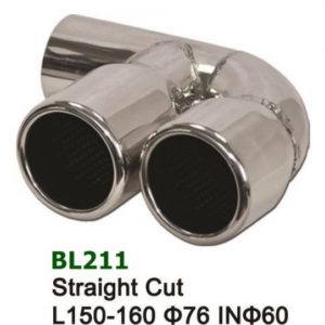 Universal Stainless Steel Exhaust Tip Dual 2x76 L150-160 IN60 90 Degrees