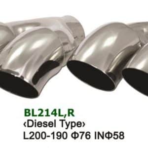 Universal Stainless Steel Exhaust Tip Dual Diesel Type 2x76 L190-200 IN58 Set