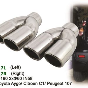 Μπούκες εξάτμισης Universal Stainless Steel διπλή φαλτσοκομμένη 2x60 L190-200 IN58 Set